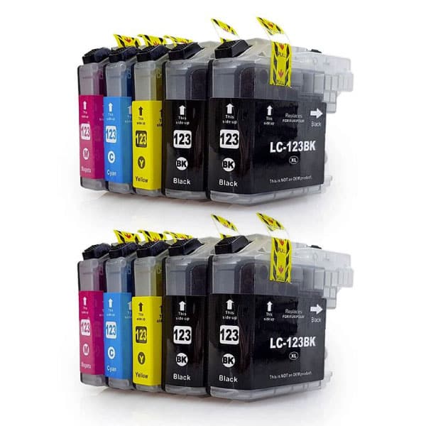 Rabat sæt!  LC123 - 4 x BK 2 x C-M-Y - Kompatibel Brother - LC123 - 6000 sider - 10 stk.