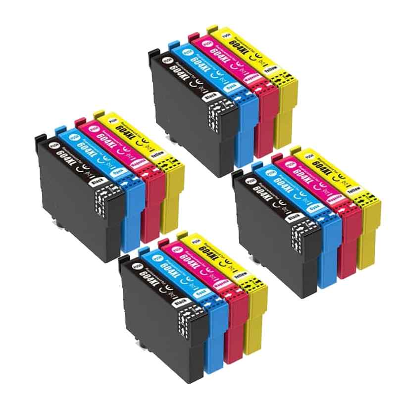 Rabatpakke! Epson 604XL 4x BK-C-M-Y blækpatron 168 ml Kompatibel 16stk