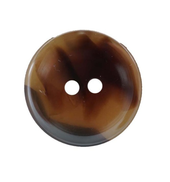 Brun 2 huller plastik knap 15 mm, fra Diverse