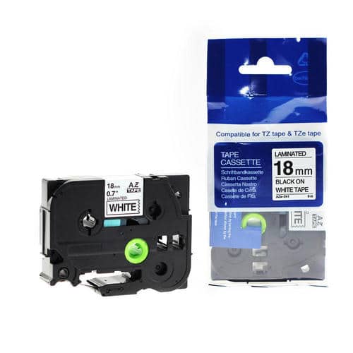 TZe241 Tape sort tekst på hvid - 18mm x 8m - Kompatibel Brother - TZe241