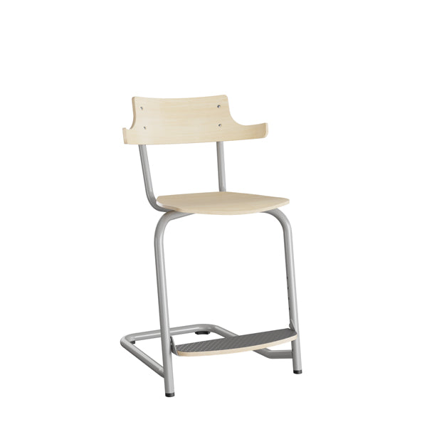 Stol Strong 270 HATT, birk laminat og alugråt stel