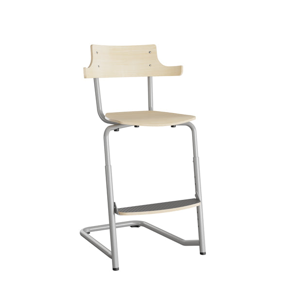 Stol Strong 275 HATT, birk laminat og alugråt stel