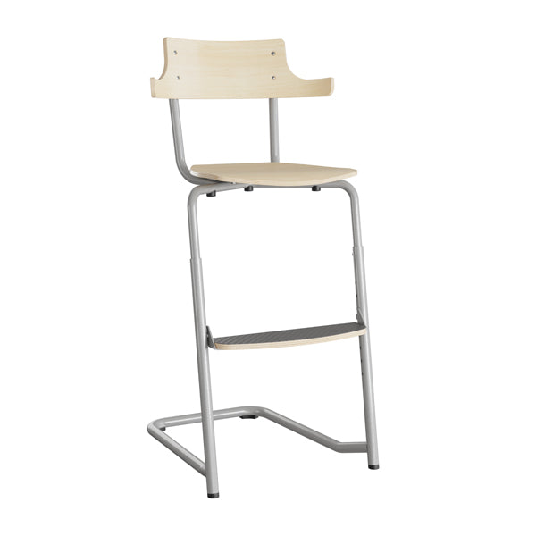 Stol Strong 276 HATT, birk laminat og alugråt stel