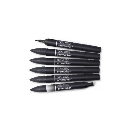 Promarker set 6pcs (5pcs black+1pc blender)