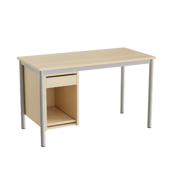 Sybord 135, 1200x600 mm H720 mm, birk laminat, alugråt stel