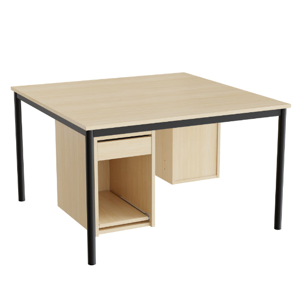 Sybord 136, 1200x1200 mm H720 mm, birk laminat, sort stel