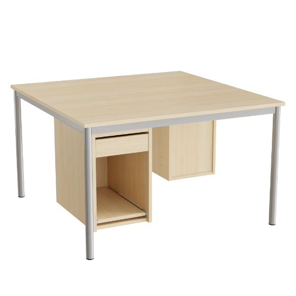 Sybord 136, 1200x1200 mm H720 mm, birk laminat, alugråt stel