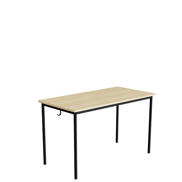 Elevbord 166 1200x600 mm Højde 720 mm Birk laminat på sort understel
