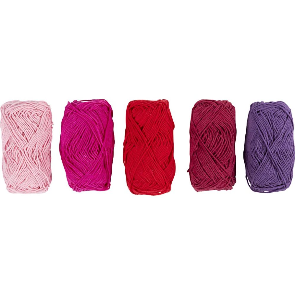 Bomuldsgarn 8/4, lilla/pink harmoni, 5x 20 g, oeko-tex
