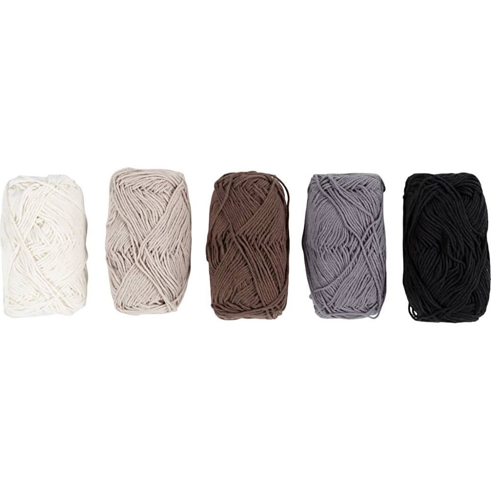 Bomuldsgarn 8/4, naturfarver, 5x 20 g, oeko-tex