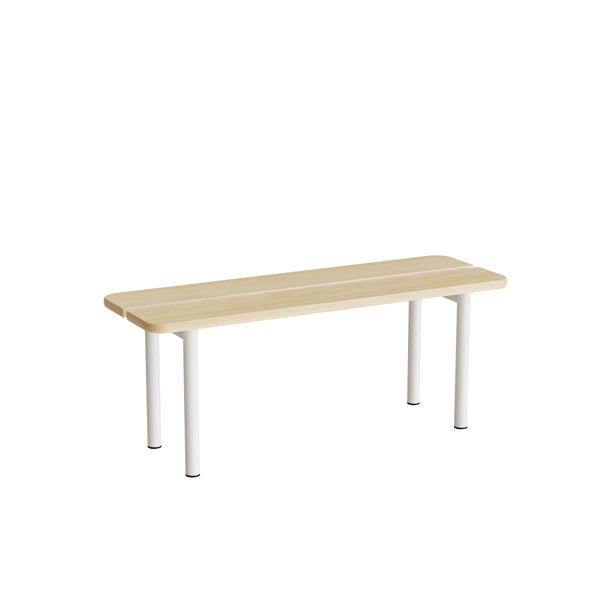 Siddebænk Pausa 550, 1100 mm, birkelaminat, hvidt stel