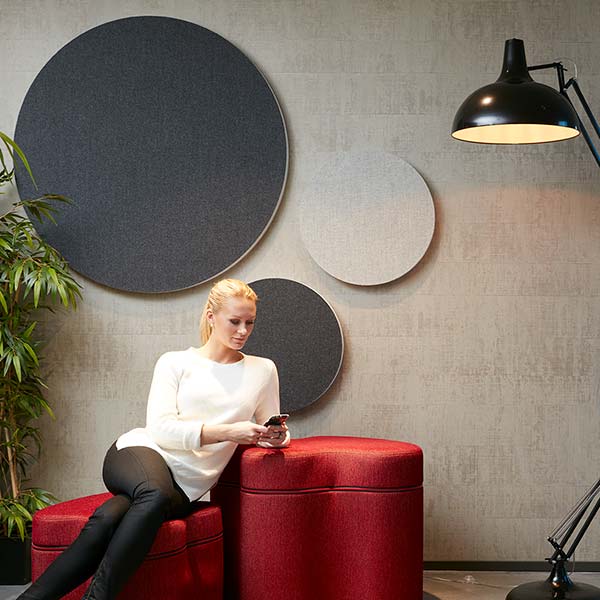 Lydabsorbent Sound Off EcoSUND Væg, Ø1100 mm Sort, uden tekstil