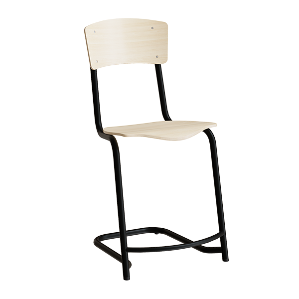Stol Mia 196 Birk laminat, sorte stel, siddehøjde 520mm