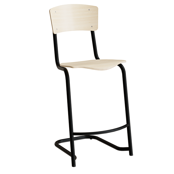 Stol Mia 196 Birk laminat, sorte stel, siddehøjde 620mm