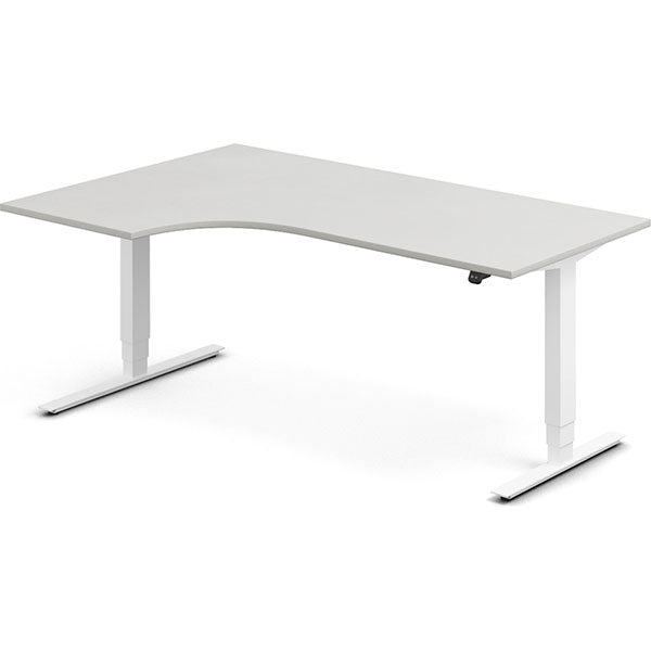 Hæve-sænkebord DNA, Lysgrå 1800x1200 mm Venstre 2-ben/Hvid