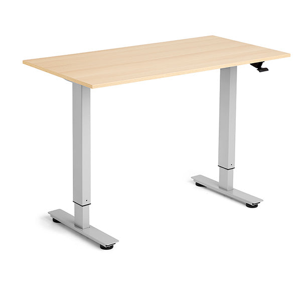 Hæve-sænkebord Flexidesk, Eg 1200x600 mm 2-ben/Alugrå