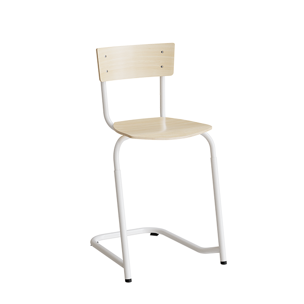 Stol Strong 272, justerbar, Birk laminat, Hvidt stel