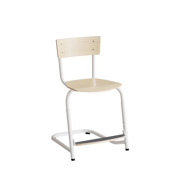 Stol Strong 274 justerbar, Birk laminat, Hvidt stel