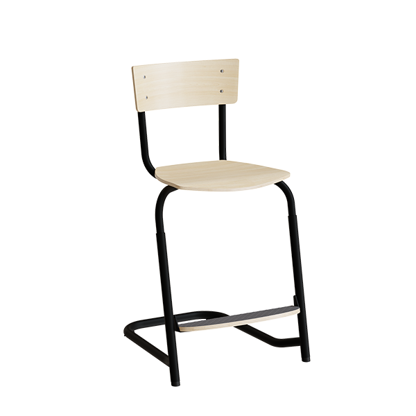 Stol Strong 275 justerbar, Birk laminat, Sort stel