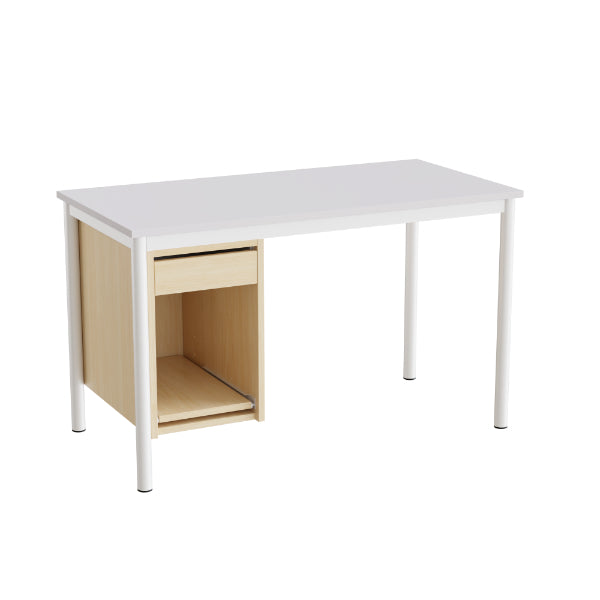 Sybord 135, 1200x600 mm H720 mm, grå laminat, hvid stel