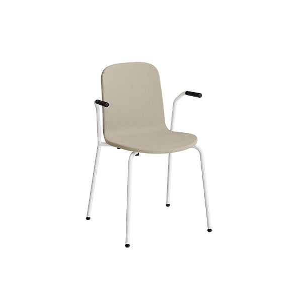 Stol Add 5901 med armlæn Hel betrukket i beige tekstil, hvidt stel