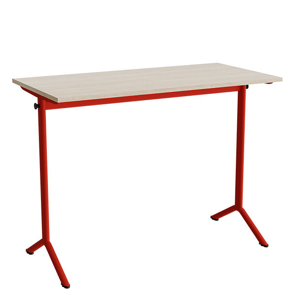 Bord Atlas 1130, 1200x600mm, lyddæmpende eg højtrykslaminat, rødt stel