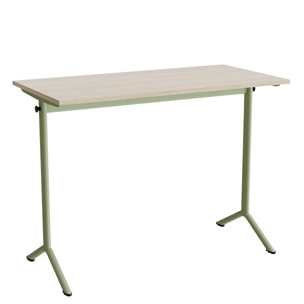 Bord Atlas 1130, 1200x600 mm, hvidpigmenteret eg, grønt stativ
