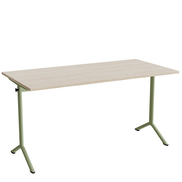 Bord Atlas 1130, 1400x700mm, lyddæmpende eg højtrykslaminat, grønt stel