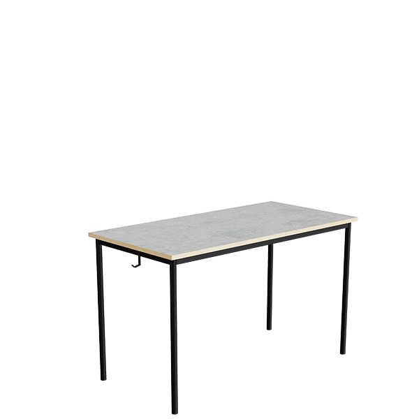 Elevbord 166 1200x600 mm Højde 720 mm Lys grå linoleum på sort understel
