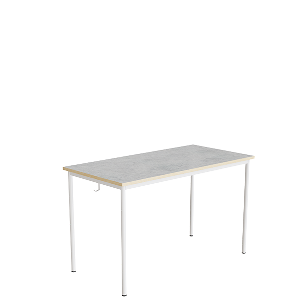 Elevbord 166 1200x600 mm Højde 720 mm Lys grå linoleum på hvidt understel