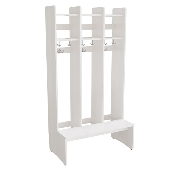 Garderobeindretning Eira Light, gulvmodel 3 pladser, 220 mm rumbredde, hvidpigmenteret krydsfinér