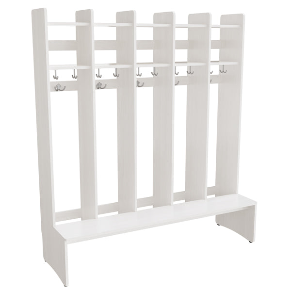 Garderobeindretning Eira Light, gulvmodel 5 pladser, 220 mm rumbredde, hvidpigmenteret krydsfinér