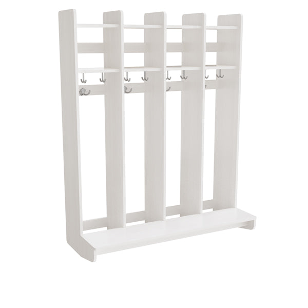 Garderobeindretning Eira Light, vægmodel 4 pladser, hvidpigmenteret krydsfinér, rumbredde 280 mm