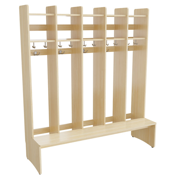Garderobeindretning Eira Light, gulvmodel 5 pladser, 280 mm rumbredde, naturfarvet krydsfinér