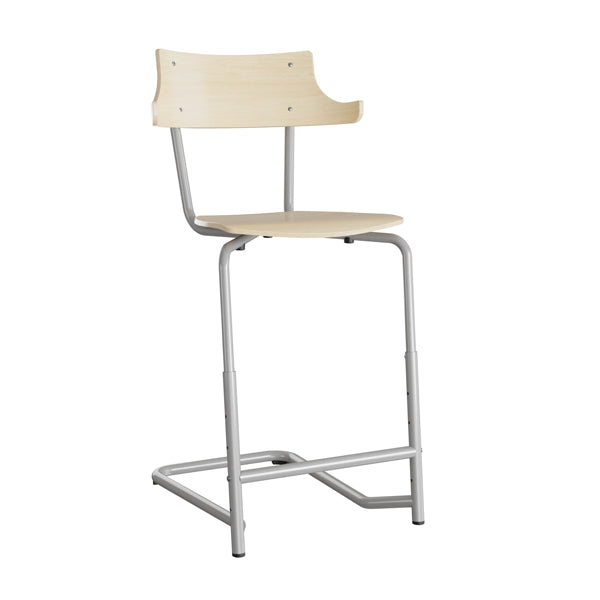 Stol Strong 115 HATT, birk laminat og alugråt stel