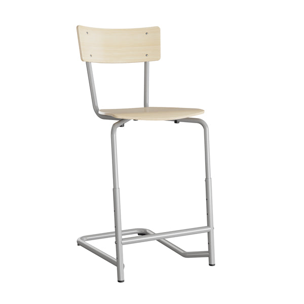 Stol Strong 115, birk laminat og alugråt stel
