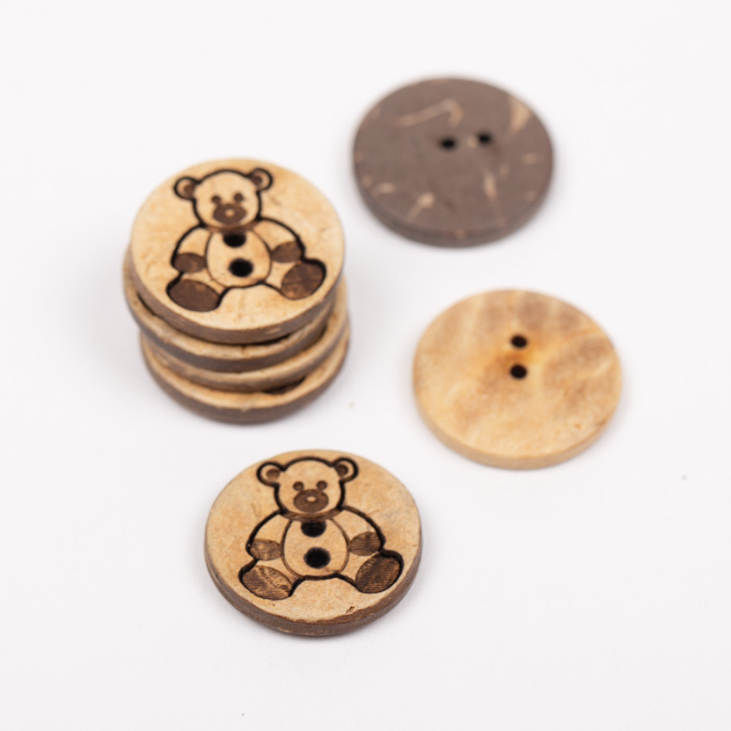 Kokosnød Knap Bamse 15 mm.