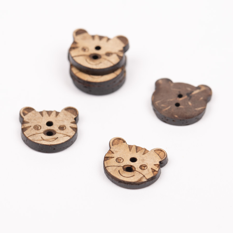 Kokosnød Knap Tiger 15 mm.
