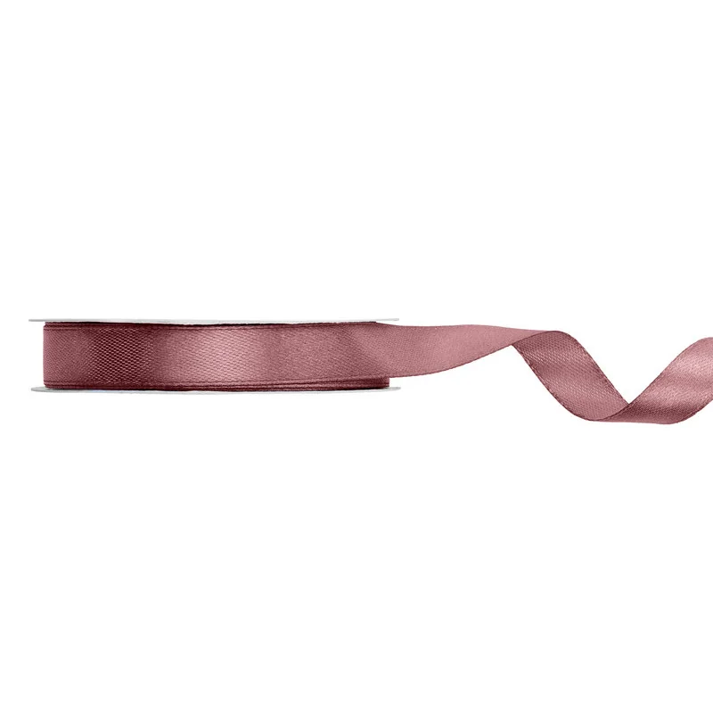 Satinbånd, mørk støvet rosa, 12 mm, 25 m
