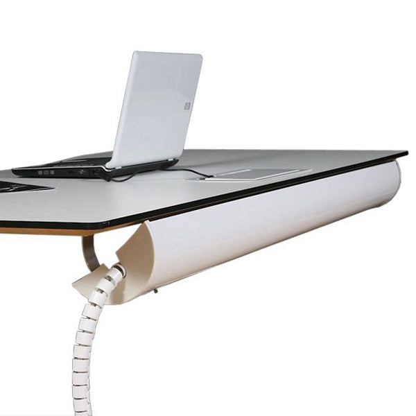 Kabelholder Halfpipe til bord, Hvid Justerbar