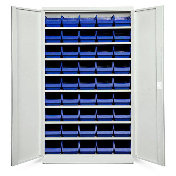 Opbevaringsskab ASPB Mod1 1980x1200x470 Lysegrå dør Blå kasse
