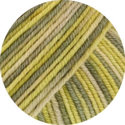 Lana Grossa Cool Wool Print Garn 843 Grønbeige/Lime/Grå-/Resedagrøn