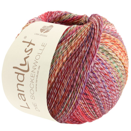 Lana Grossa Landlust Sockenwolle Garn 211 Vin-/Kirsebærrød/Lilla/Mauve/Gul/Grøn/Mørkegrøn/Marine