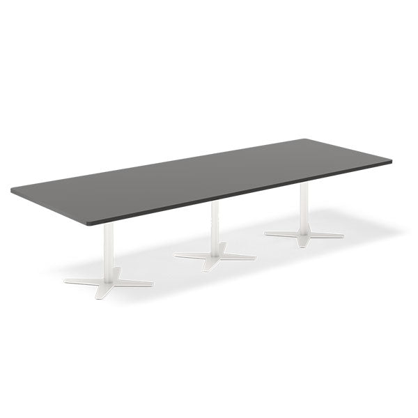Konferencebord DNA, Antracit 3200x1200 mm rektangulært, Hvid understel
