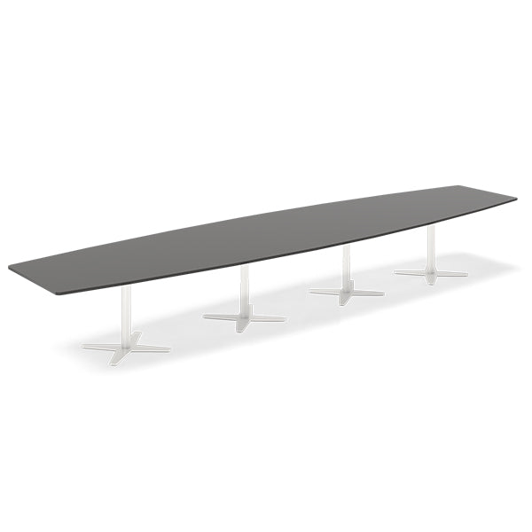 Konferencebord DNA, Antracit 5000x1200 mm bådformet, Hvid understel