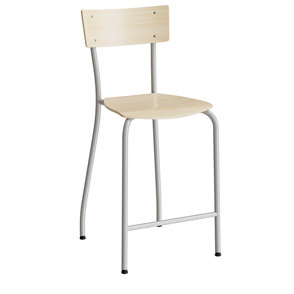 Stol Strong 112, birk laminat og alugråt stel