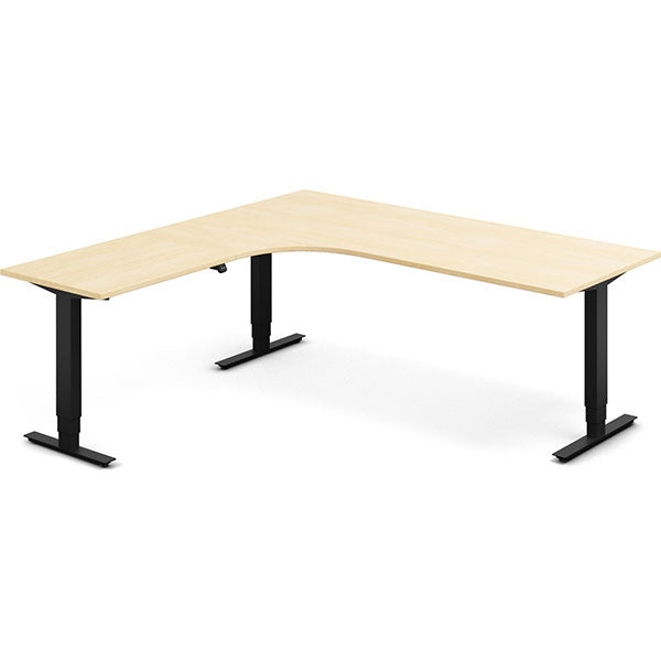 Hæve-sænkebord DNA, Birk 2000x2000 mm Venstre 3-ben/Sort