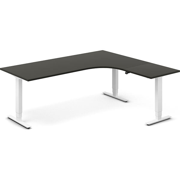 Hæve-sænkebord DNA, Antracit 2000x1800 mm Højre 3-ben/Hvid