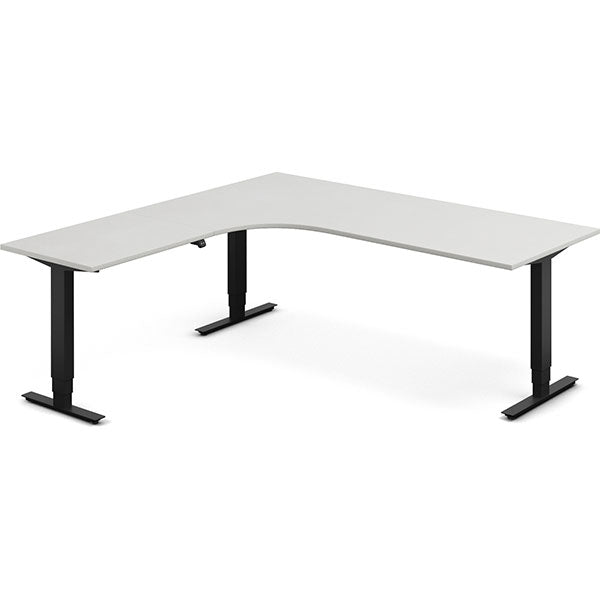 Hæve-sænkebord DNA, Lysgrå 2000x2000 mm Venstre 3-ben/Sort