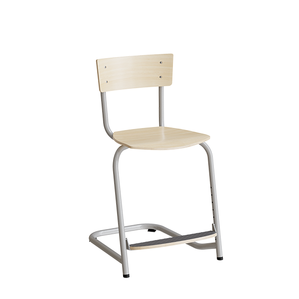 Stol Strong 270, birk laminat og alugråt stel